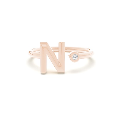 Rose Gold Initial Rings Diamond