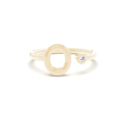 Yellow Gold Initial Rings Diamond