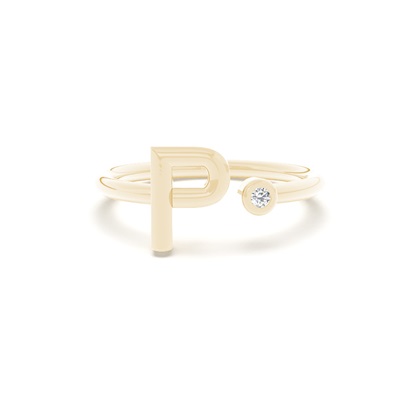 Yellow Gold Initial Rings Diamond