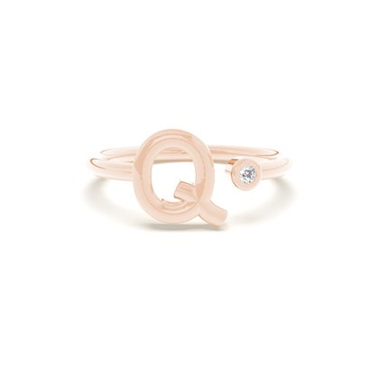 Rose Gold Initial Rings Diamond