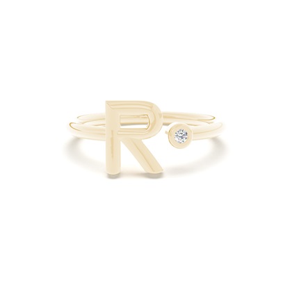 Yellow Gold Initial Rings Diamond