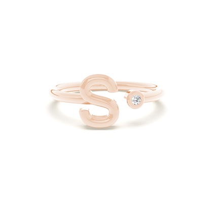 Rose Gold Initial Rings Diamond