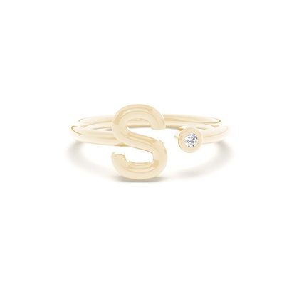 Yellow Gold Initial Rings Diamond
