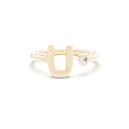 Yellow Gold Initial Rings Diamond