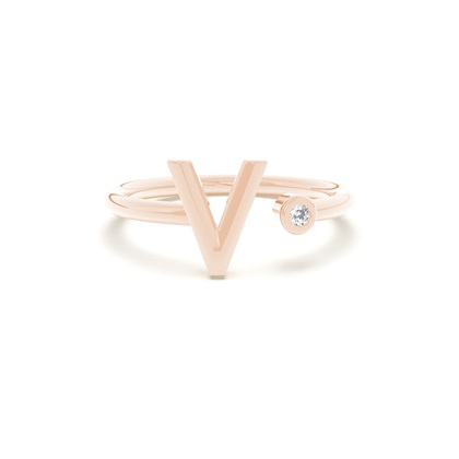 Rose Gold Initial Rings Diamond