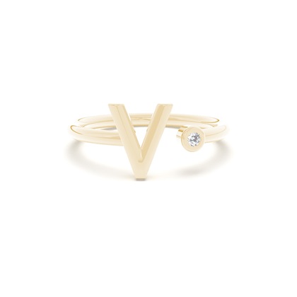Yellow Gold Initial Rings Diamond
