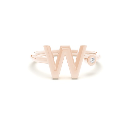 Rose Gold Initial Rings Diamond