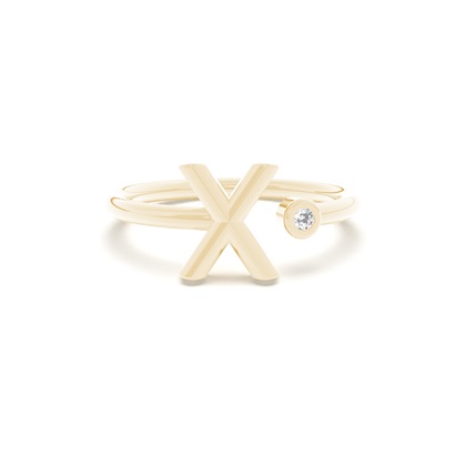 Yellow Gold Initial Rings Diamond