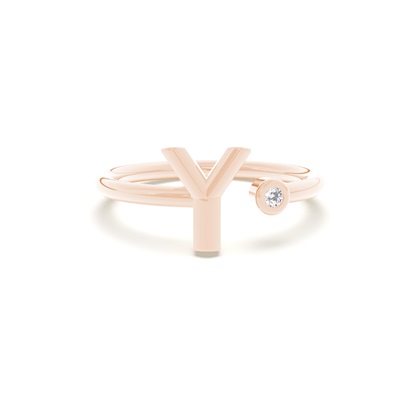 Rose Gold Initial Rings Diamond
