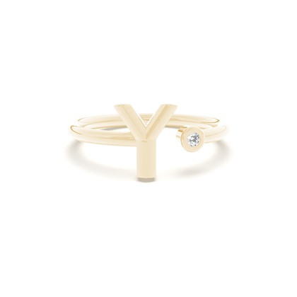 Yellow Gold Initial Rings Diamond