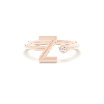 Rose Gold Initial Rings Diamond