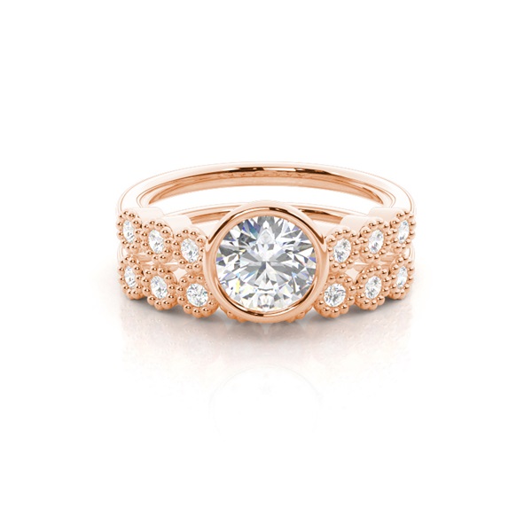 Bezel Look Vintage Diamond Bridal set