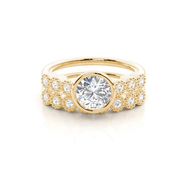 Bezel Look Vintage Diamond Bridal set