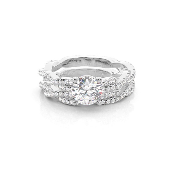 Bridal set with Sidestone Engagement Ring and Matching Diamond Wedding Band