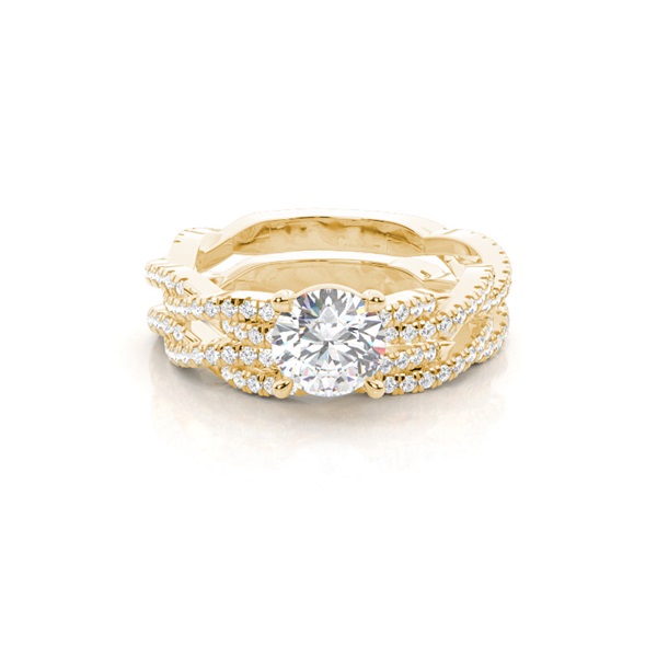 Bridal set with Sidestone Engagement Ring and Matching Diamond Wedding Band