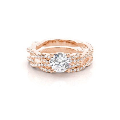 Bridal set with Sidestone Engagement Ring and Matching Diamond Wedding Band