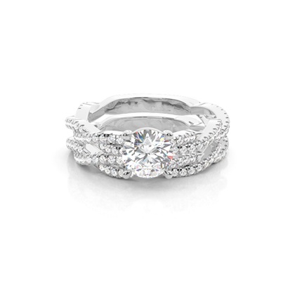 Bridal set with Sidestone Engagement Ring and Matching Diamond Wedding Band