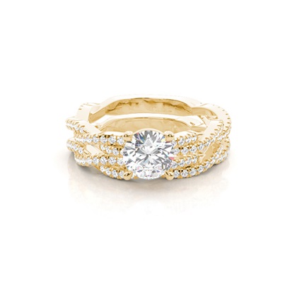 Bridal set with Sidestone Engagement Ring and Matching Diamond Wedding Band