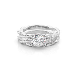 Bridal set with Sidestone Engagement Ring and Matching Diamond Wedding Band