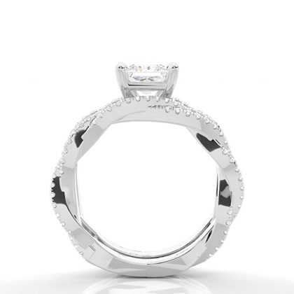 Brautschmuck Set mit Seitensteinen Verlobungsring und Diamant Ehering