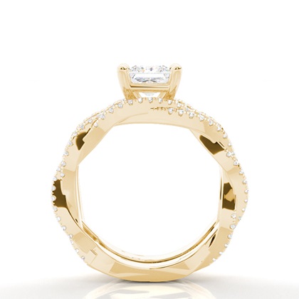 Brautschmuck Set mit Seitensteinen Verlobungsring und Diamant Ehering