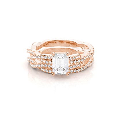 Bridal set with Sidestone Engagement Ring and Matching Diamond Wedding Band