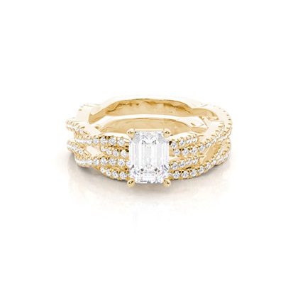 Bridal set with Sidestone Engagement Ring and Matching Diamond Wedding Band