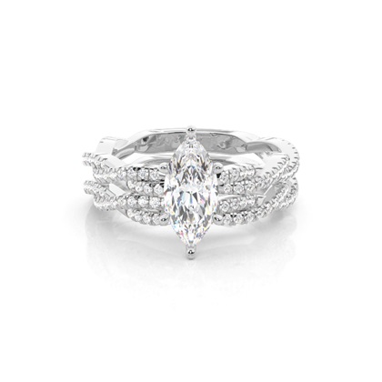 Bridal set with Sidestone Engagement Ring and Matching Diamond Wedding Band