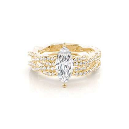 Bridal set with Sidestone Engagement Ring and Matching Diamond Wedding Band