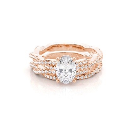 Bridal set with Sidestone Engagement Ring and Matching Diamond Wedding Band