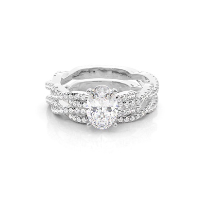 Bridal set with Sidestone Engagement Ring and Matching Diamond Wedding Band