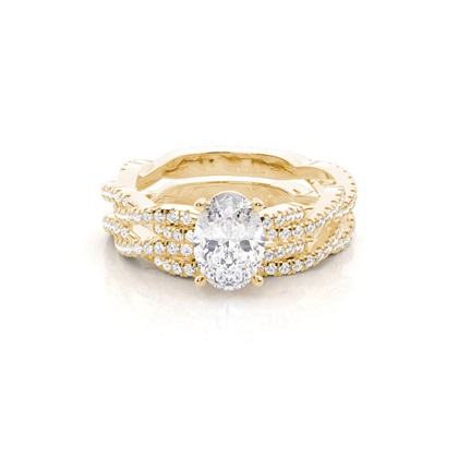 Bridal set with Sidestone Engagement Ring and Matching Diamond Wedding Band