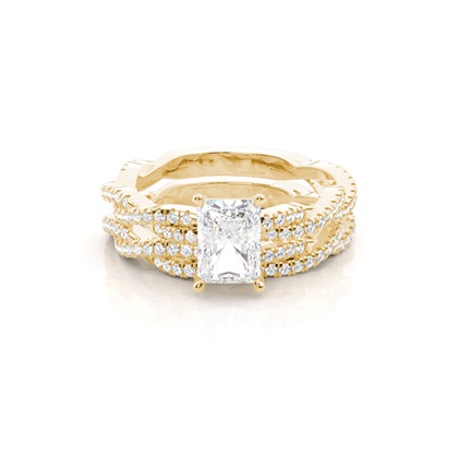 Bridal set with Sidestone Engagement Ring and Matching Diamond Wedding Band