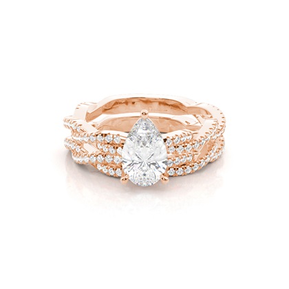 Bridal set with Sidestone Engagement Ring and Matching Diamond Wedding Band