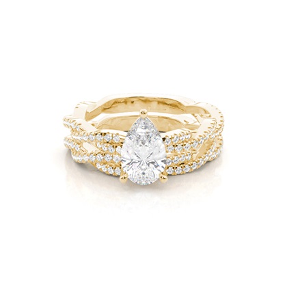 Bridal set with Sidestone Engagement Ring and Matching Diamond Wedding Band