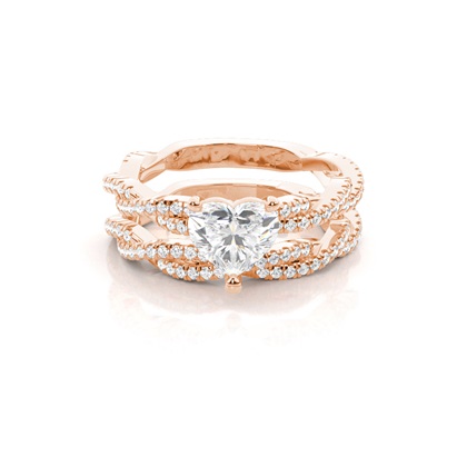 Bridal set with Sidestone Engagement Ring and Matching Diamond Wedding Band