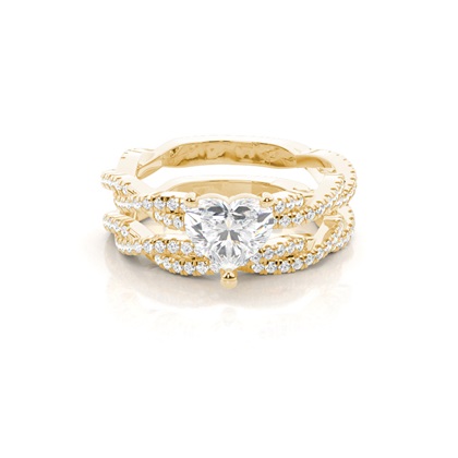 Bridal set with Sidestone Engagement Ring and Matching Diamond Wedding Band