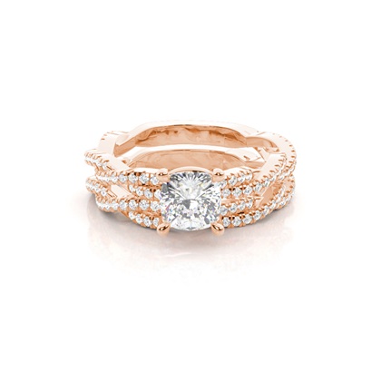 Bridal set with Sidestone Engagement Ring and Matching Diamond Wedding Band