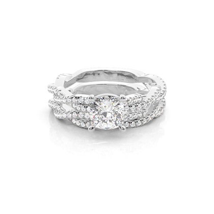 Bridal set with Sidestone Engagement Ring and Matching Diamond Wedding Band