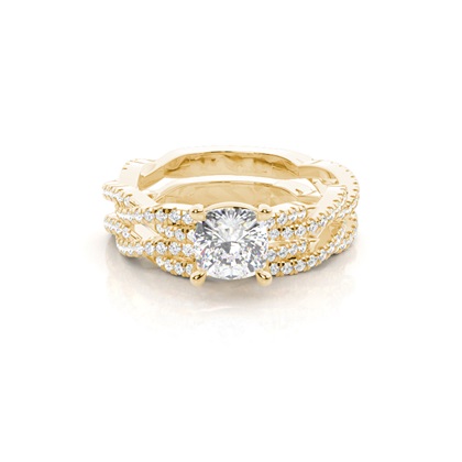 Bridal set with Sidestone Engagement Ring and Matching Diamond Wedding Band