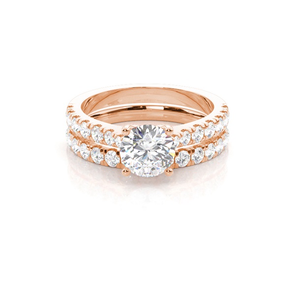 Bridal set with Sidestone Engagement Ring and Matching Diamond Wedding Band