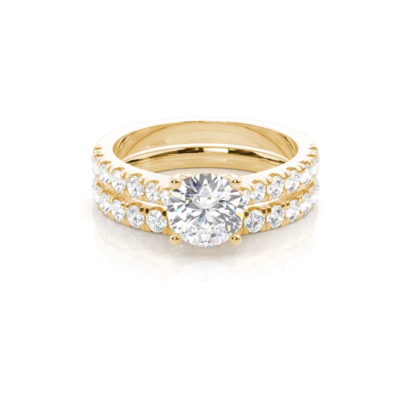 Bridal set with Sidestone Engagement Ring and Matching Diamond Wedding Band