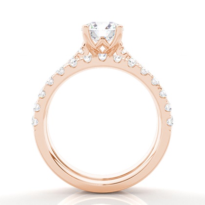 Brautschmuck Set mit Seitensteinen Verlobungsring und Diamant Ehering