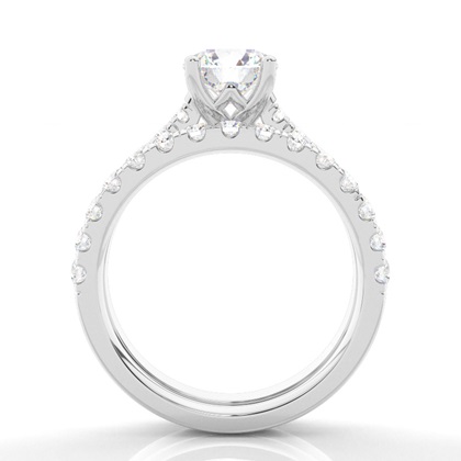 Brautschmuck Set mit Seitensteinen Verlobungsring und Diamant Ehering