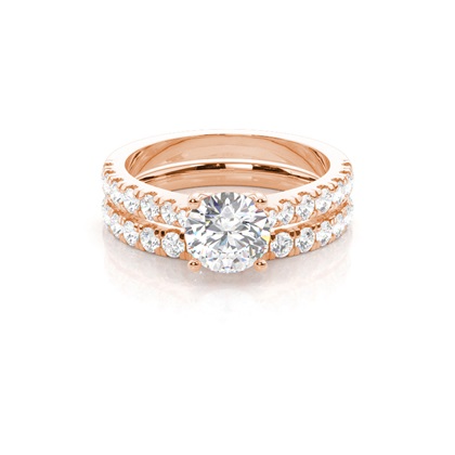 Bridal set with Sidestone Engagement Ring and Matching Diamond Wedding Band