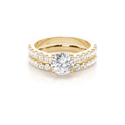 Bridal set with Sidestone Engagement Ring and Matching Diamond Wedding Band