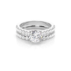 Bridal set with Sidestone Engagement Ring and Matching Diamond Wedding Band