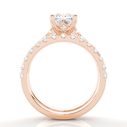 Brautschmuck Set mit Seitensteinen Verlobungsring und Diamant Ehering