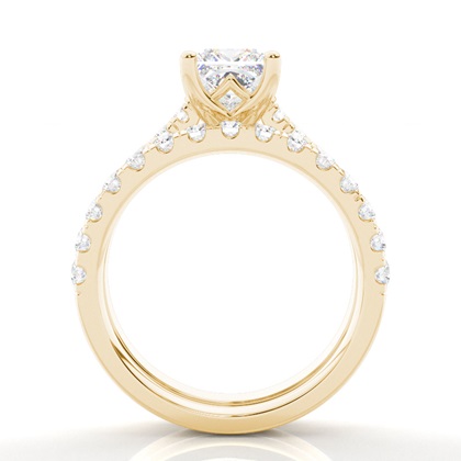 Brautschmuck Set mit Seitensteinen Verlobungsring und Diamant Ehering