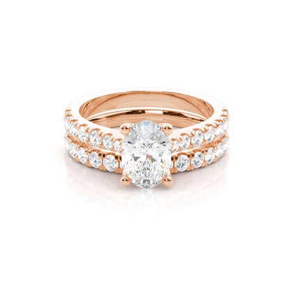 Bridal set with Sidestone Engagement Ring and Matching Diamond Wedding Band